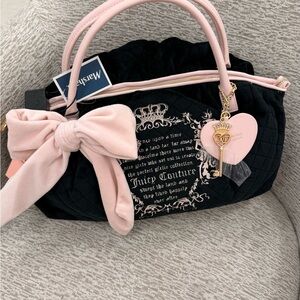 Juicy Couture Black Satchel with Pink Bow